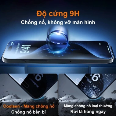 Kính cường lực 9H 360 chống nhìn trộm toàn màn hình cho iPhone 17, 16, 15, 14, 13, 12, 11 Pro Max XR Giá 49.800đ 5