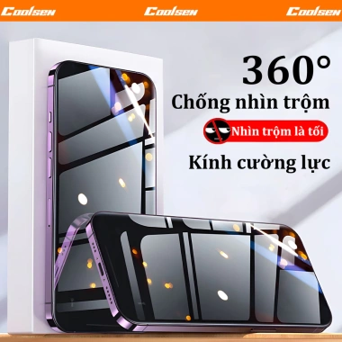 Kính cường lực 9H 360 chống nhìn trộm toàn màn hình cho iPhone 17, 16, 15, 14, 13, 12, 11 Pro Max XR Giá 49.800đ 9