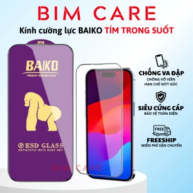 Kính Cường Lực Baiko Tím Full Màn chống bụi, dán 7-16 Pro Max Bim Care - 6.000đ Kính Cường Lực Baiko Tím Full Màn chống bụi, dán 7-16 Pro Max Bim Care - 6.000đ