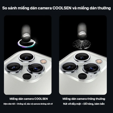 Kính cường lực bảo vệ ống kính viền kim cương cho iPhone 11-17 Pro Max, Air, 12-16 - 38.500 VND