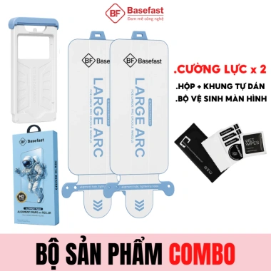 Kính cường lực Basefast cho iPhone 12‑17 Pro Max, khung tự dán, bảo vệ cao cấp, giá 130.000đ