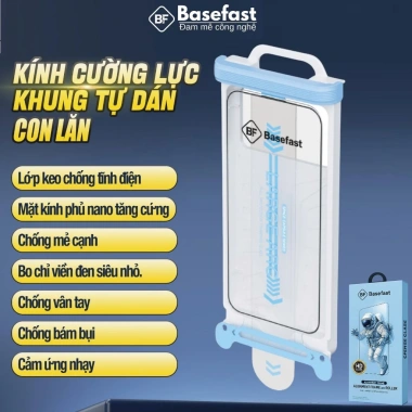 Kính cường lực Basefast tự dán, chống bụi, mạ loa cho iPhone 11‑17 Pro Max 130.000đ