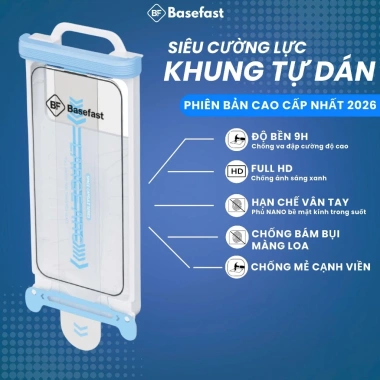 Kính cường lực Basefast tự dán có con lăn, chống mẻ cạnh cho iPhone 12-17 Pro Max - Giá chỉ 99.000 VND
