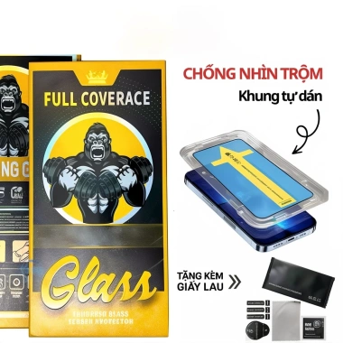 Kính Cường Lực Chống Nhìn Trộm Trong Suốt Khung Tự Dán iPhone Full Màn 25k