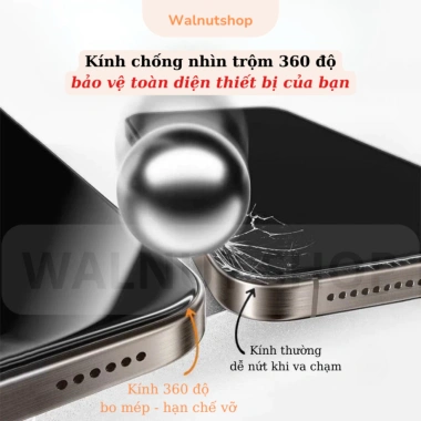 Kính Cường Lực ESD 360 Chống Nhìn Trộm 9H Full Keo Viền cho iPhone X đến 17 Pro Max 5