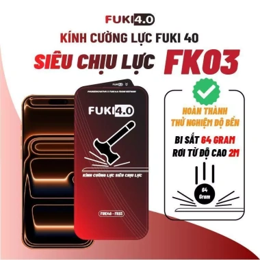 Kính cường lực FUKI40 FK03 siêu chịu lực cho iPhone 13/12/11 Pro Max, X, XR, 14/15/16/17 - Giá chỉ 79.000₫