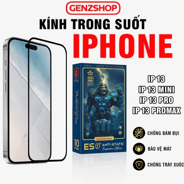 Kính cường lực iPhone 13 - 13 Pro, Pro Max, Mini trong suốt, bảo vệ màn hình, 48.500₫