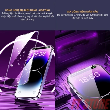 Kính cường lực iPhone 14‑17 Pro 9D Tím Corning siêu chịu lực, chống vân tay 3astore 5 Kính cường lực iPhone 14‑17 Pro 9D Tím Corning siêu chịu lực, chống vân tay 3astore 5