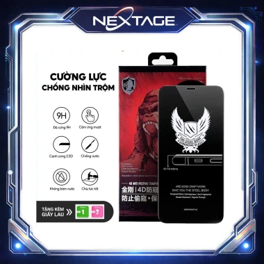 Kính Cường Lực iPhone 4D Full Màn Chống Nhìn Trộm NEXTAGE - Tương Thích iPhone 6‑17 Pro Max, Giá 23.000đ