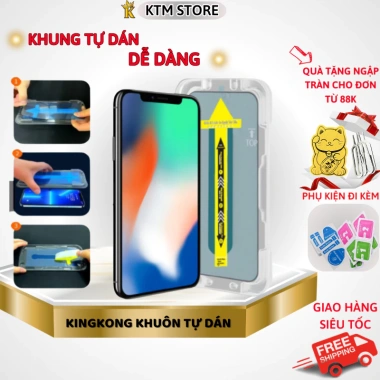 Kính cường lực iPhone dán tự động MKING bảo vệ loa, chỉ 27.000đ, tương thích 7plus‑8plus‑X‑XS‑11‑12‑13‑14‑Pro‑Max‑14 ProMax‑15‑16‑17 ProMax