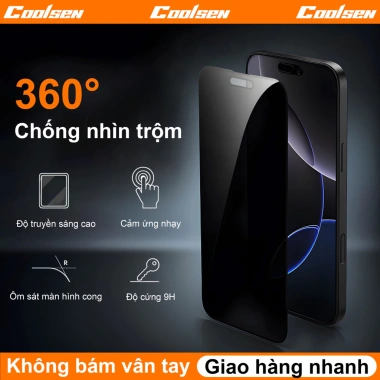 Kính cường lực iPhone full màn hình, chống nhìn trộm, tương thích iPhone 17-11 Pro Max XR X - Giá 45.800₫