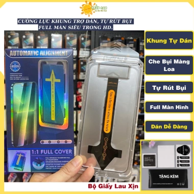 Kính Cường Lực iPhone Full Màn Hình, Khung Tự Dán Tự Rút Bụi, Trong Suốt 100%, Từ iPhone 11‑16 Pro Max – 24.999 VND
