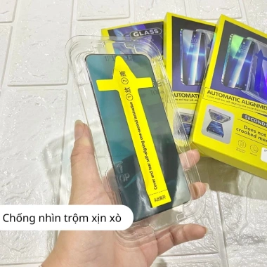 Kính cường lực iPhone khung dán tự động chống nhìn trộm, tự dán dễ dàng, viền đen mỏng - Panda Case 3