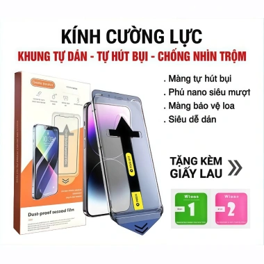 Kính Cường Lực iPhone Magic Tự Dán, Tự Hút Bụi, Chống Nhìn Trộm Full Màn - Tương Thích Tất Cả Model, 32.900đ