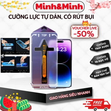 Kính cường lực iPhone MKING tự lấy bụi, khung dán, bảo vệ màng loa iPhone 11-13, 14-16 Pro Max - Giá 52.000 VND 2