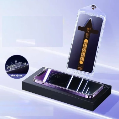 Kính cường lực iPhone MKING tự lấy bụi, khung dán, bảo vệ màng loa iPhone 11-13, 14-16 Pro Max - Giá 52.000 VND 3