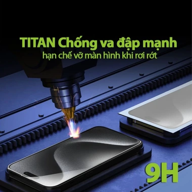Kính cường lực iPhone TITAN khung tự dán, chống nhìn trộm, chống vỡ, không bọt khí, có màng loa, giá chỉ 70.000₫