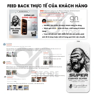 Kính cường lực không viền trong suốt iPhone 17 Pro Max, tương thích 16/15/14/13/12/11 Pro Plus Xs Xr, giá chỉ 64.900 VND