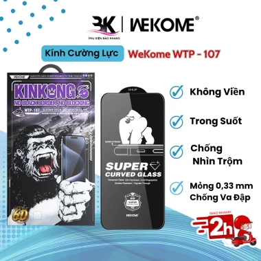 Kính Cường Lực Không Viền Wekome WTP107 Trong Suốt - Chống Nhìn Trộm, Va Đập iPhone 14/15/16/17 - 80.000₫
