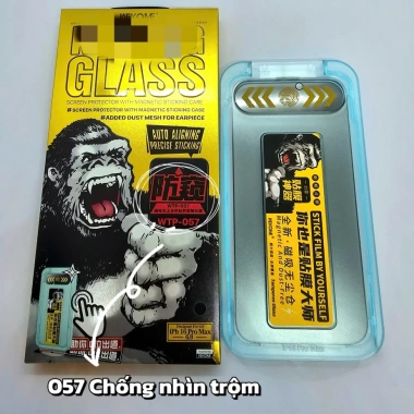 Kính Cường Lực Khung Tự Dán 034/057 cho iPhone 11-17 Max - Trong Suốt, Chống Nhìn Trộm, Dễ Dán