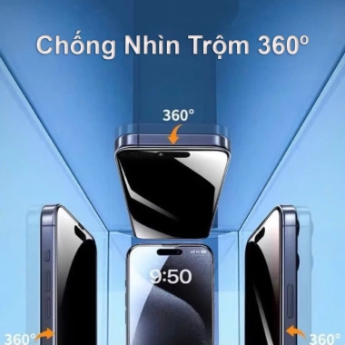 Kính cường lực KK WTP-089 360° 4 phía, chống nhìn trộm, chống vân tay, chống vỡ cho iPhone 15/16/17 Pro Max 2