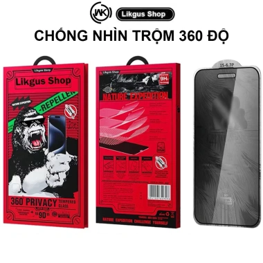 Kính cường lực KK WTP-089 360° 4 phía, chống nhìn trộm, chống vân tay, chống vỡ cho iPhone 15/16/17 Pro Max 9