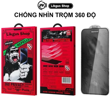 Kính cường lực KK WTP-089 360° 4 phía, chống nhìn trộm, chống vân tay, chống vỡ cho iPhone 15/16/17 Pro Max 10