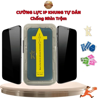 Kính cường lực MKING iPhone chống nhìn trộm, dán tự động, bảo vệ loa, hỗ trợ 7‑13/Pro Max/14‑17, giá 27.000đ