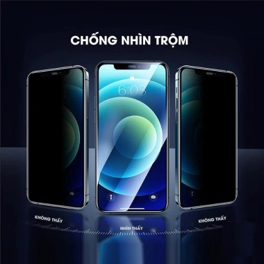 Kính cường lực MKING iPhone chống nhìn trộm, dán tự động, bảo vệ loa, hỗ trợ 7‑13/Pro Max/14‑17, giá 27.000đ