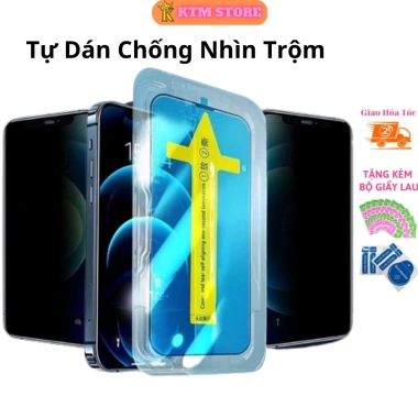 Kính cường lực MKING iPhone chống nhìn trộm, dán tự động, bảo vệ loa, hỗ trợ 7‑13/Pro Max/14‑17, giá 27.000đ