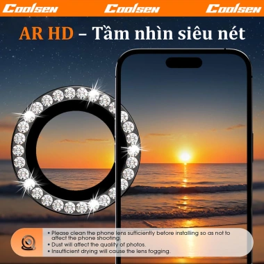 Kính cường lực ống kính đính đá AR HD cho iPhone 17/16/15/14/13/12/11 Pro Max - Siêu bền, chụp nét, giá chỉ 38.500 VND 5