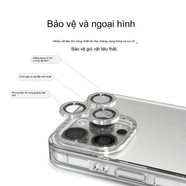Kính cường lực ống kính đính đá AR HD cho iPhone 17/16/15/14/13/12/11 Pro Max - Siêu bền, chụp nét, giá chỉ 38.500 VND 8