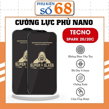 Kính cường lực Tecno Spark 20/20C/Go 2.024 POP 8 bo viền chống rơi vỡ - 27.6k