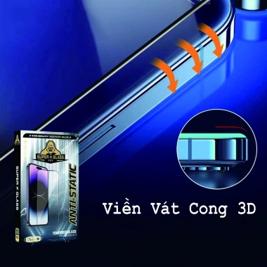 Kính Cường Lực Trong Suốt Nano 9H, Chống Vân Tay & Tĩnh Điện, Viền Cong 3D ESD KK SUPER GLASS – 30k 3