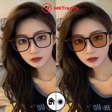 Kính đổi màu gọng vuông MKTRENDY thời trang nam nữ, nhựa cao cấp, chống ánh sáng xanh UV 138.000đ