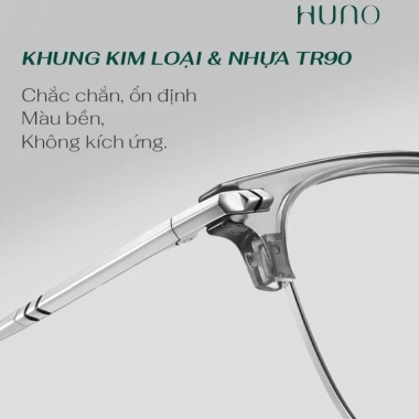 Kính đổi màu HUNO K68 2.025 Nam Nữ - Gọng vuông kim loại, thời trang, chống ánh sáng xanh, cắt cận, chỉ 199k 5