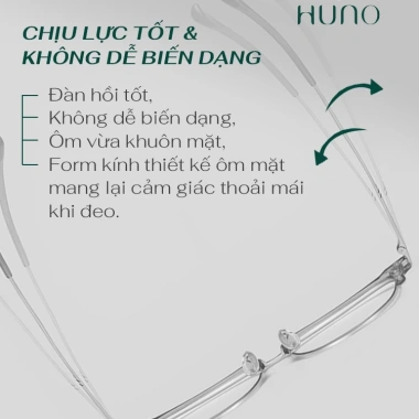 Kính đổi màu HUNO K68 2.025 Nam Nữ - Gọng vuông kim loại, thời trang, chống ánh sáng xanh, cắt cận, chỉ 199k 6