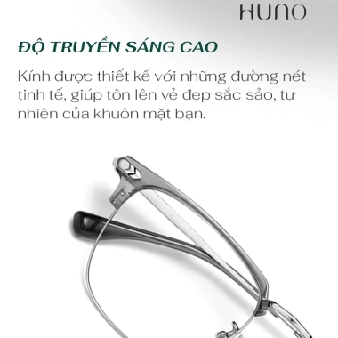 Kính đổi màu HUNO K68 2.025 Nam Nữ - Gọng vuông kim loại, thời trang, chống ánh sáng xanh, cắt cận, chỉ 199k 7
