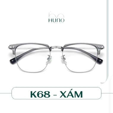 Kính đổi màu HUNO K68 2.025 Nam Nữ - Gọng vuông kim loại, thời trang, chống ánh sáng xanh, cắt cận, chỉ 199k 10