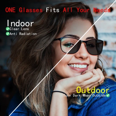 Kính Giả Cận Nam Nữ VIENDO Gọng Vuông Đổi Màu Khi Nắng Chống UV Tia Xanh Thời Trang -1.0~ -6.0 Giá 149.000đ