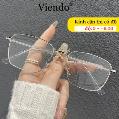 Kính Giả Cận Nam Nữ VIENDO Gọng Vuông Kim Loại Đổi Màu Chống Ánh Sáng Xanh UV - Các Độ 1.0-6.0