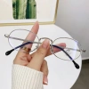 Kính gọng nhỏ dây vàng nam nữ, cận thị, chống ánh sáng xanh, bầu dục kim loại 2