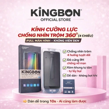 Kính iPhone Chống Nhìn Trộm 360° Khung Tự Dán GOR KiNGBON - 12‑17 Pro Max, 129k