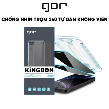 Kính iPhone Chống Nhìn Trộm 360° Khung Tự Dán GOR KiNGBON - 12‑17 Pro Max, 129k