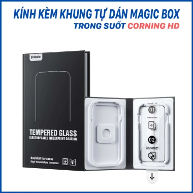 Kính iPhone MagicBox Cuver 6D tự động, khung 16 Pro/Pro Max - Giá chỉ 59.000₫