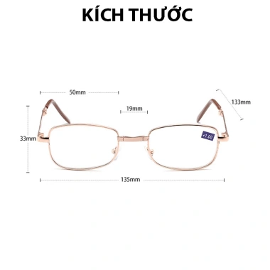 Kính lão đọc báo gấp gọn gọng kim loại, đo +05‑+4 độ, kính mắt viễn thị bền đẹp cho người già 35.000 VND