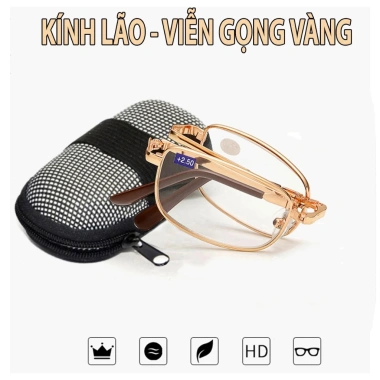 Kính lão đọc báo gấp gọn gọng kim loại, đo +05‑+4 độ, kính mắt viễn thị bền đẹp cho người già 35.000 VND