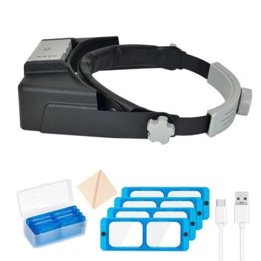 Kính lúp không dây POOP mũ mở rộng 4 LED, phóng đại điều chỉnh cho sửa chữa phức tạp 3
