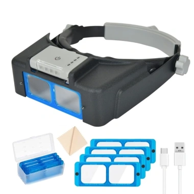 Kính lúp không dây POOP mũ mở rộng 4 LED, phóng đại điều chỉnh cho sửa chữa phức tạp 9