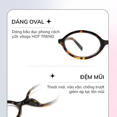 Kính mắt ELASHION Nam Nữ cao cấp gọng oval E154 - Chống ánh sáng xanh, UV, giảm giá 209k